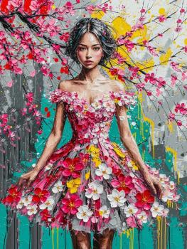 The girl wearing a floral dress